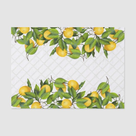 Citroenen op Trellis Tissuepapier (Voorkant)