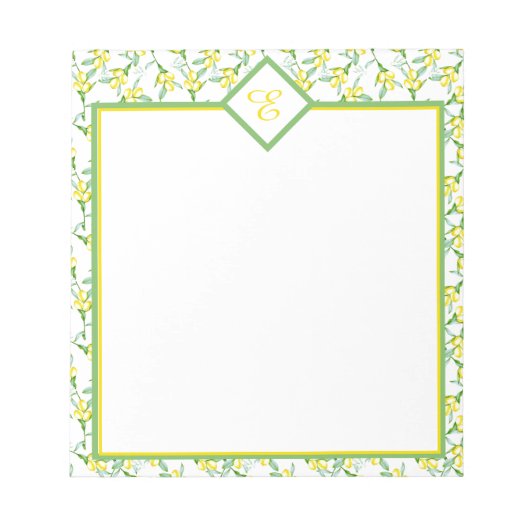 Citroenen patroon monogram notitieblok (Voorkant)