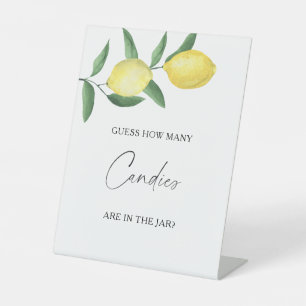 Citroenen - raad eens hoeveel snoepjes Poster Reclamebord Met Voetstuk