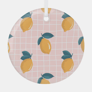 Citroenen, retro geometrie, zomer naadloos patroon glas ornament