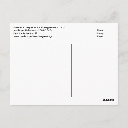 Citroenen, Sinaasappels en Pomegranaat Briefkaart (Achterkant)