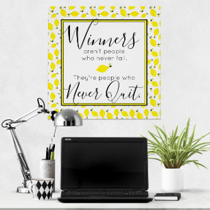 Citroenen 🍋 Winnaars stoppen nooit met Motivatie  Perfect Poster