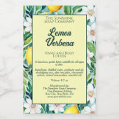 Citroenen & witte bloemen waterdicht cosmetica lab voedselcontainer etiket (Enkel label)