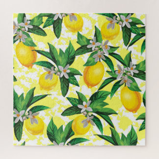 Citroenfantasie: Creatief bloemenpatroon Legpuzzel