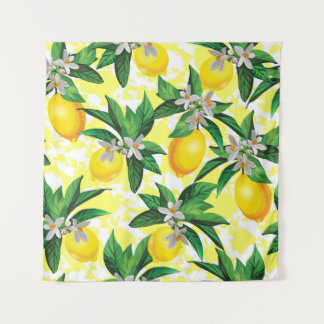 Citroenfantasie: Creatief bloemenpatroon Wandkleed