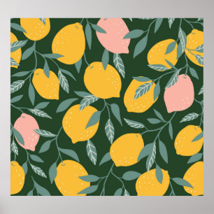 citroenfruit naadloos patroon poster