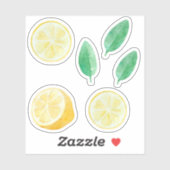 Citroengeel citroenschijfjes waterverf set sticker (Vel)