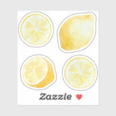 Citroengeel citroenschijfjes waterverf set sticker (Vel)
