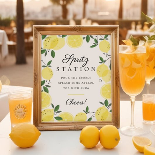 Citroengeel Citrus Aperol Spritz Stationsnaam Poster