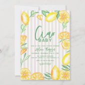 Citroengeel Citrus Retro Modern Baby shower Kaart (Voorkant)