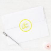 Citroengeel en witte monogram Sticker (Envelop)