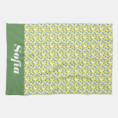 Citroengeel patroon aangepaste naam wit theedoek (Horizontaal)