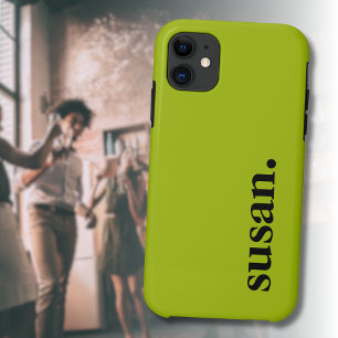 Citroengeel Zwart Modern Elegante Naam iPhone 11 Hoesje