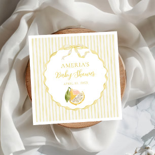 Citroengele Strepen Baby Shower Servet