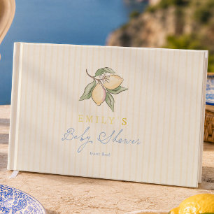 Citroengele Strepen Zomer Baby Shower Gastenboek