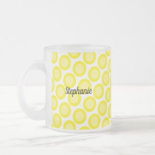 Citroengele witte aangepaste naamkleur cadeau favo matglas koffiemok