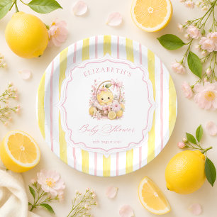 Citroengestreepte Meisje Baby Shower Papieren Bordje