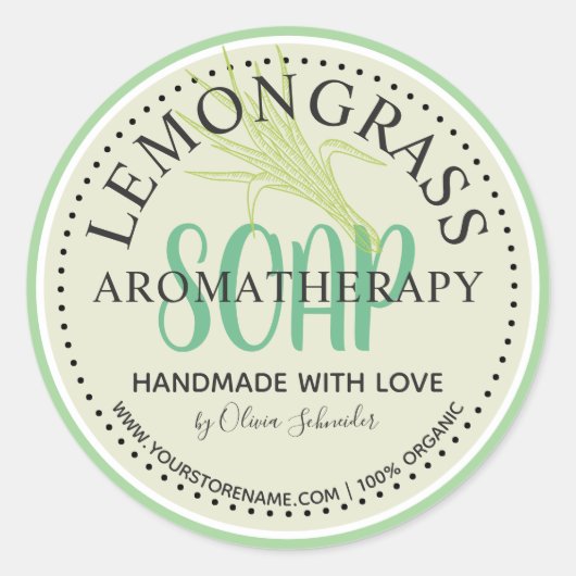 Citroengras Aromatherapie Soap Aangepaste website Ronde Sticker (Voorkant)