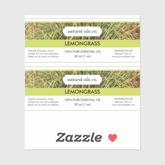 Citroengras etherische oliën geur flesetiket sticker (Vel)