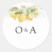 Citroengroene Citrus Wedding Classic Ronde Sticker (Voorkant)