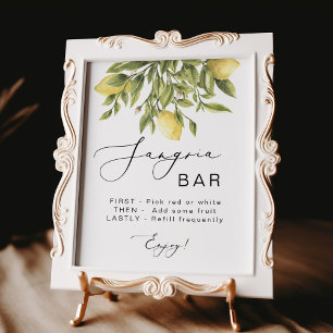 Citroenkalligrafie Vrijgezellenfeest Sangria Bar T Poster