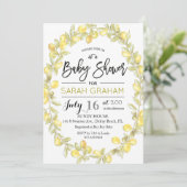 Citroenkrans Waterverf Baby shower Invitation Kaart (Staand voorkant)
