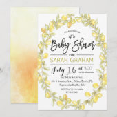 Citroenkrans Waterverf Baby shower Invitation Kaart (Voorkant / Achterkant)