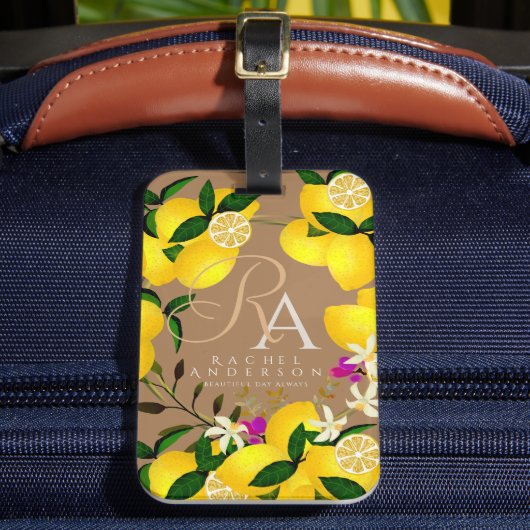 Citroenmonogram bruin bagagelabel (Voorkant Insitu 2)