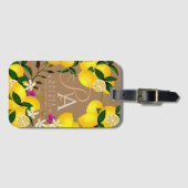 Citroenmonogram bruin bagagelabel (Voorkant (horizontaal))