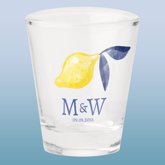 Citroenpaar Initialen Monogram Datum Shot Glas
