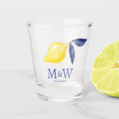 Citroenpaar Initialen Monogram Datum Shot Glas (Voorkant)