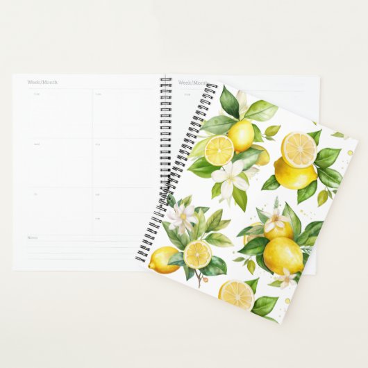 Citroenpatroon, citroenbloemen, bladeren, citrus planner (Display)