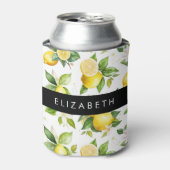 Citroenpatroon, citroenbloemen, bladeren, Jouw naa Blikjeskoeler (Blikje Voorkant)