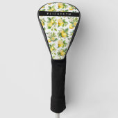 Citroenpatroon, citroenbloemen, bladeren, Jouw naa Golfheadcover (Voorkant)