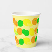 Citroenpatroon, Limoen en Sinaasappels kleurrijk C Papieren Bekers (Achterkant)