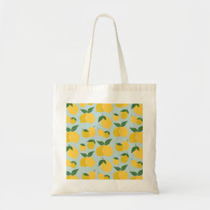 Citroenpatroon Retro Fruit geel op groen Tote Bag