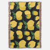 Citroenpatroon Retro Fruit Geel op Zwart Deken (Voorkant Verticaal)