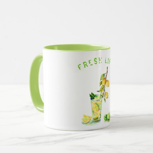 Citroensap Koele Drink Limonade Mok Custom Text (Voorkant links)