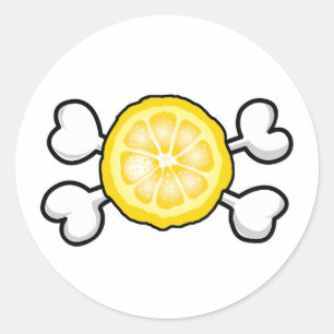 citroenschijfje Schedel en Kruisbeenderen Ronde Sticker