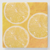 Citroenschijfjes op zomerse citrusachtergrond stenen onderzetter (Voorkant)