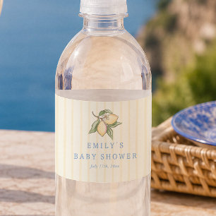 Citroensqueeze Gele Strepen Baby Shower Waterfles Etiket