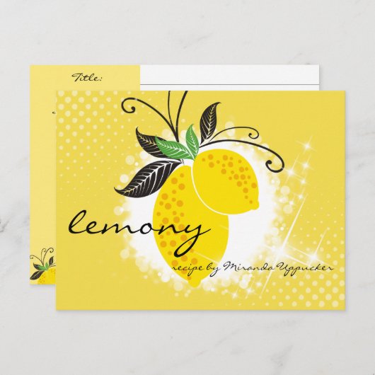 Citroentak bakken kookboek receptenkaart briefkaart (Voorkant / Achterkant)