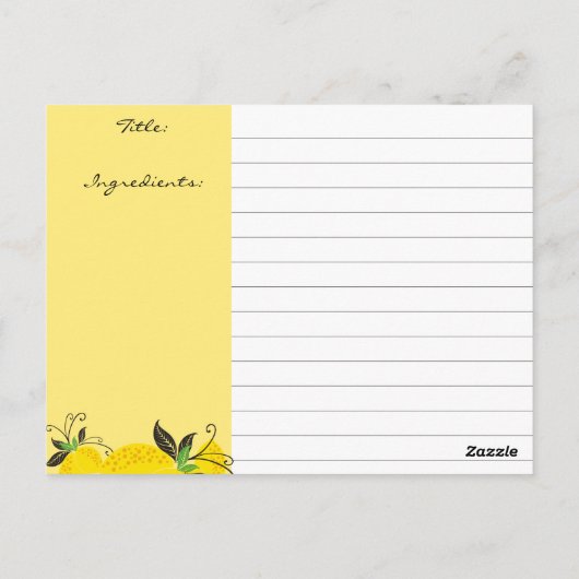 Citroentak bakken kookboek receptenkaart briefkaart (Achterkant)