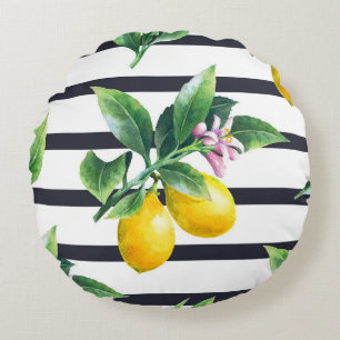 Citroentak: Citrus Waterverf Bliss Rond Kussen