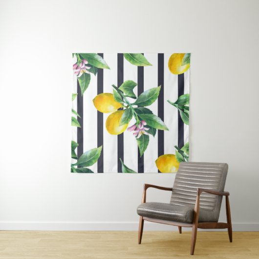 Citroentak: Citrus Waterverf Bliss Wandkleed (In Situ (horizontaal))