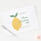 Citroenthema wordt een 1e verjaardag vierkante sticker (Envelop)