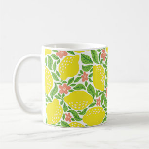 Citroenvruchtenpatroon. Naadloze zomercitruspatser Koffiemok