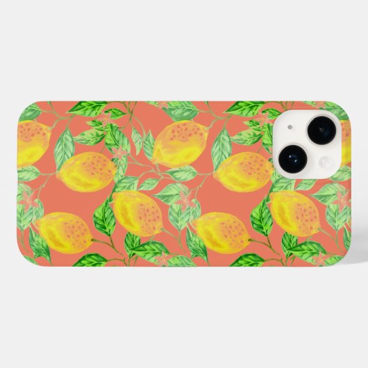 Citroenvruchtpatroon geel perzik roze Case-Mate iPhone case (Achterkant (horizontaal))