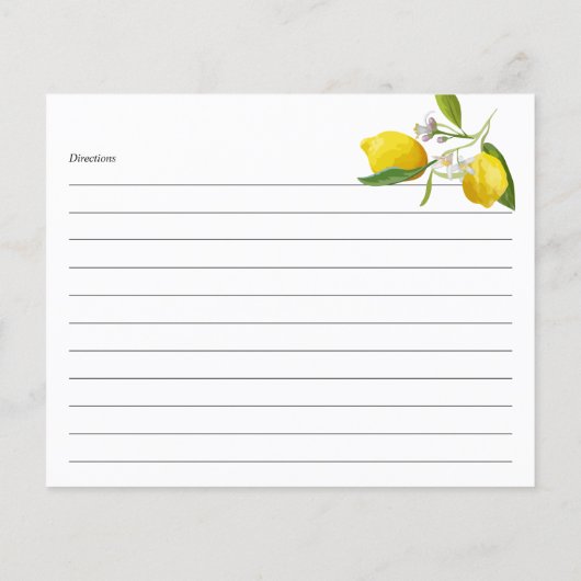 Citron à thème, carte de recette personnalisée (Dos)