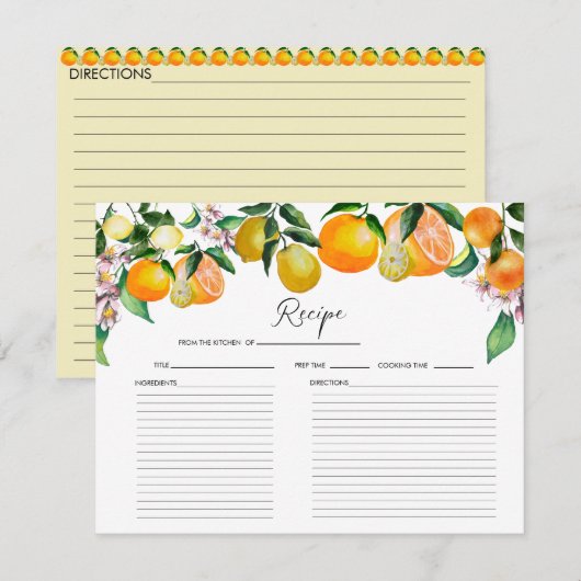 Citron | Agrumes | Carte de recette de Fête des ma (Devant / Derrière)